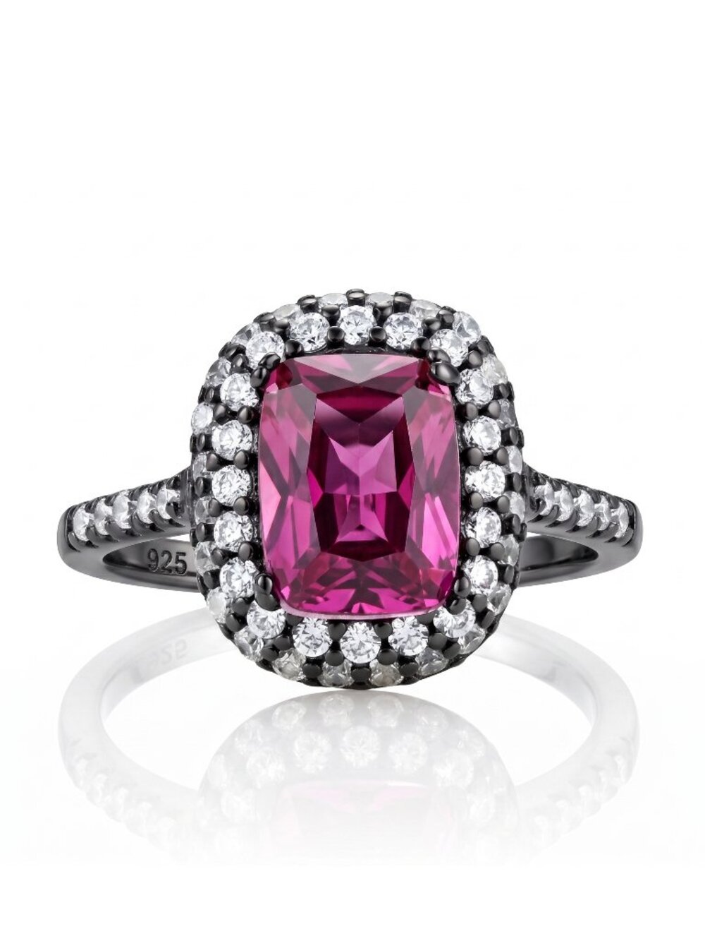 Pink Topaz Ring, 925 Sterling Silver / Black Gold finish Charmed Aroma